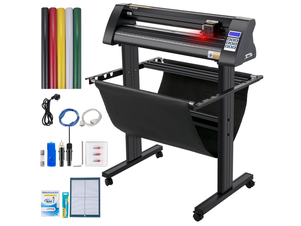 Cortador de Vinil VEVOR Plotter de Vinil de 870 Mm Cortador de Plotter de Tela Led Olho Óptico Semiautomático Integrado
