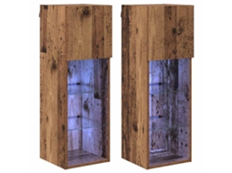 Conjunto 2 Unidades De Armazenamento Vidaxl Castanho Derivados De Madeira (30,5 X 30 X 90 Cm)
