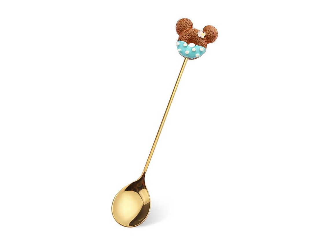 2026 cucharillas e Garfos de Sobremesa Creativos de Aço Inoxidável Dourado e Azul, 6 Peças