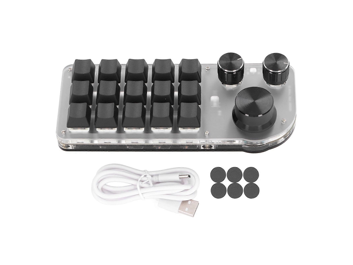 Lurelia Teclado Mecânico Para Jogos Yemma Com 15 Teclas, 3 Botões Programáveis, Conexão Usb Sem Fio, Bluetooth, Switches Azuis E Mini Macros