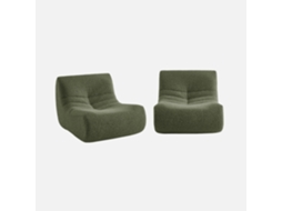 Módulos De Sofá Em Efeito Alpaca Embalados A Vácuo, Set De 2, Verde Caqui