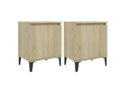 Mesa de cabeceira com pés de metal 40x30x50 cm Carvalho Sonoma MAISON EXCLUSIVE