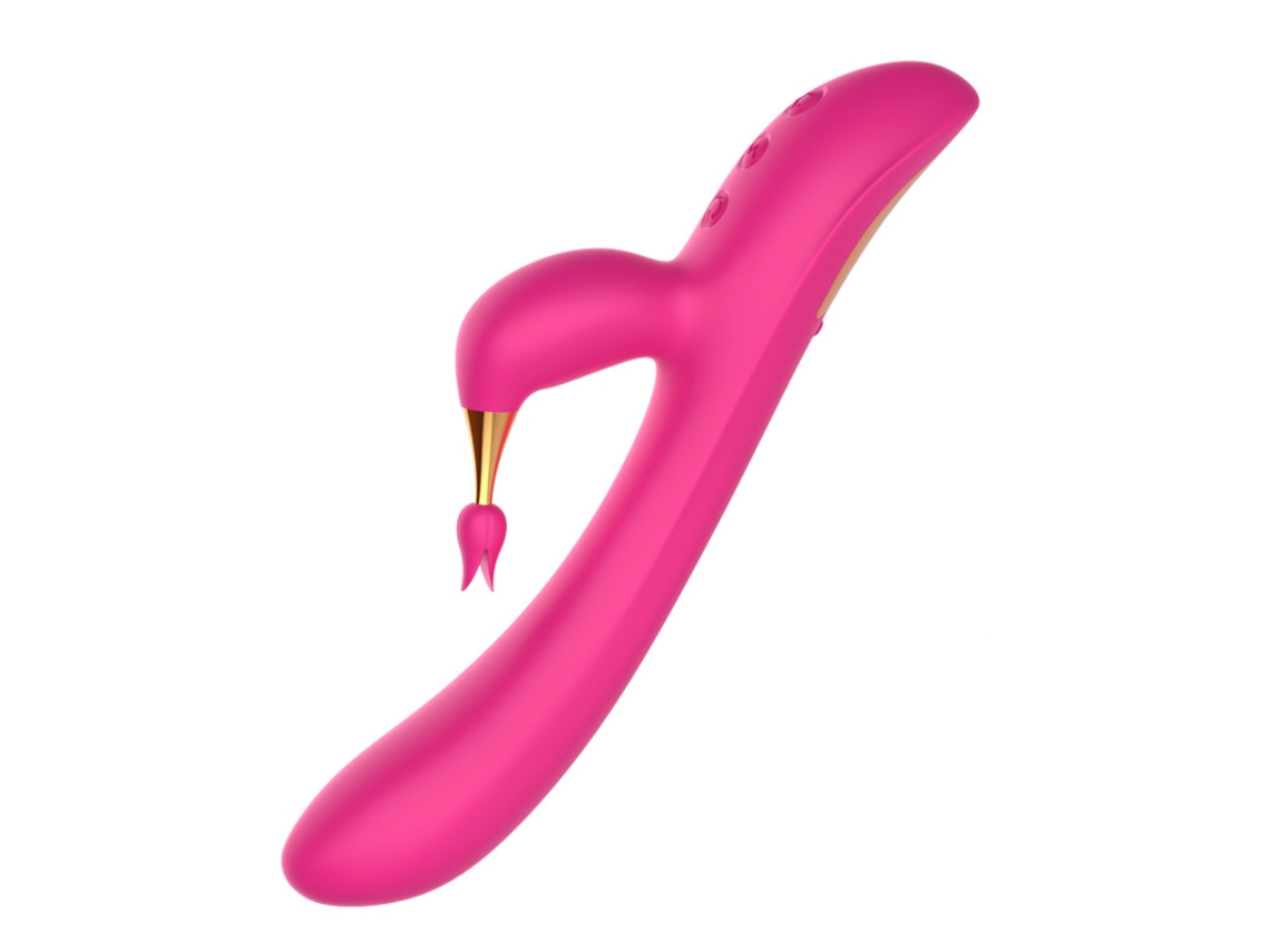 Vibrador De Massagem De Silicone Prova Dgua Multifrequncia De Cabea Dupla Para Mulheres(rosa Vermelha)