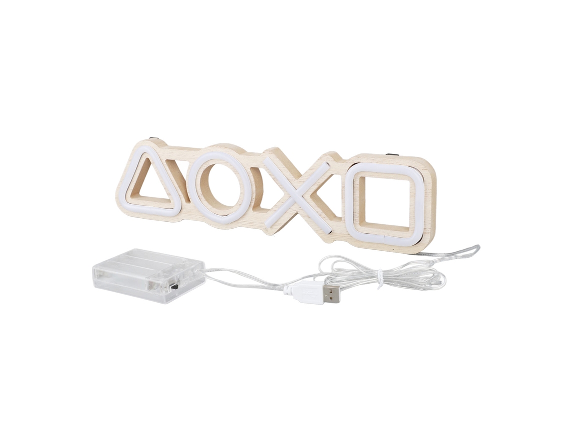 Lâmpada Neón Led com Ícone Ps5 Usb/baterias Madeira Pvc Decor Sala Jogos | S/MARCA