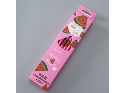 12 Lápices Hb de Madera Compresada Con Patrón de Frutas, Grip Cómodo Y Borrador, Personalizados para Niños, Rosa