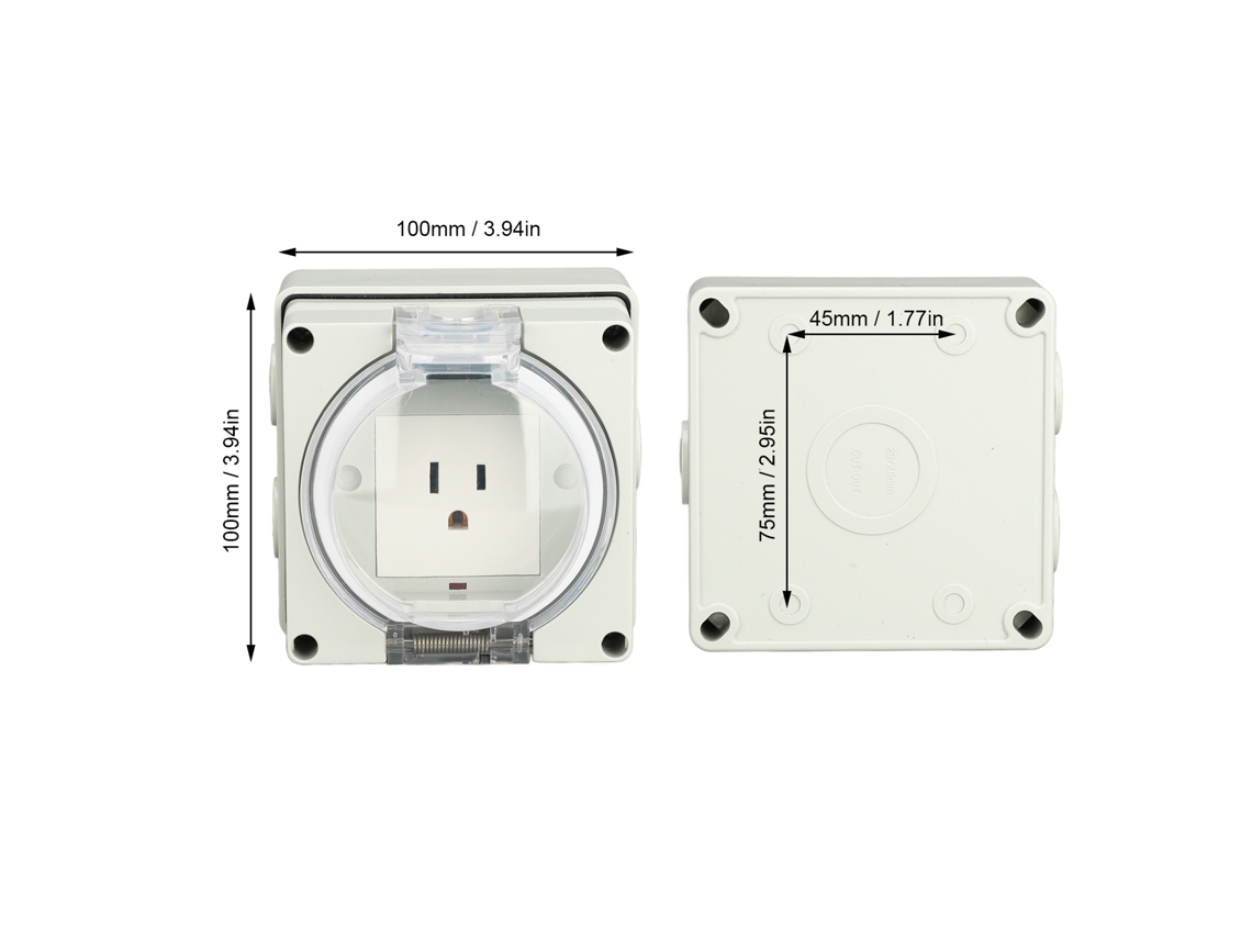 Laxiscreed Tomada Externa Ip66 À Prova De Água Com Enchufe De 3 Pinos Estilo Eua