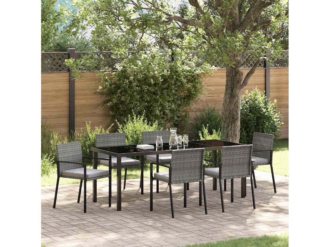 Vidaxl Conjunto De Jantar Para Jardim 6 Unid. Cinzeto