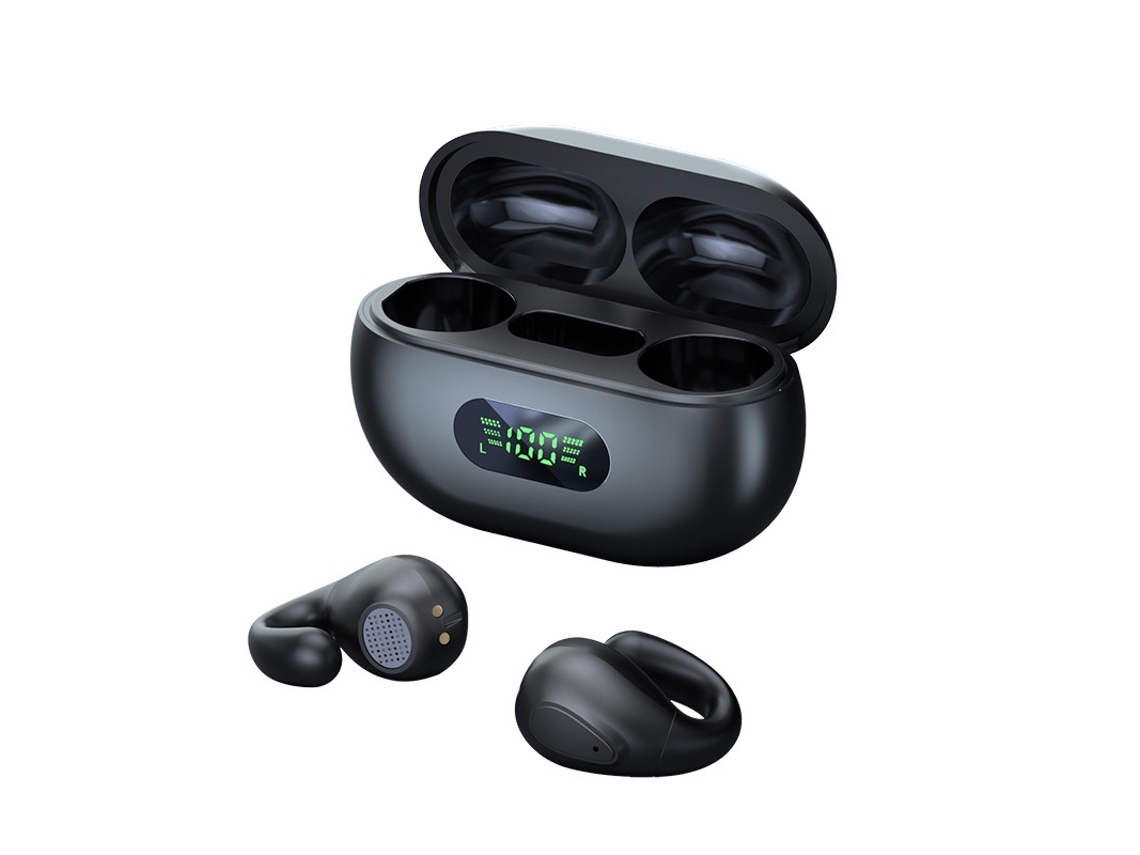 Auscultadores Bluetooth 54h JIAPEI com som reforçado, ligação dupla, led, preto