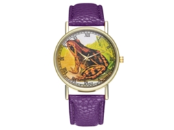 Reloj De Pulsera Analógico De Dial Redondo De Cuarzo Fashionable (morado)