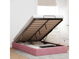 Vidaxl Ottoman Bed Frame No Colchão Rosa 120x190 Cm Veludo