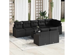 Vidaxl Conjunto De Sofás 9 Unid. Preto Vime Pe