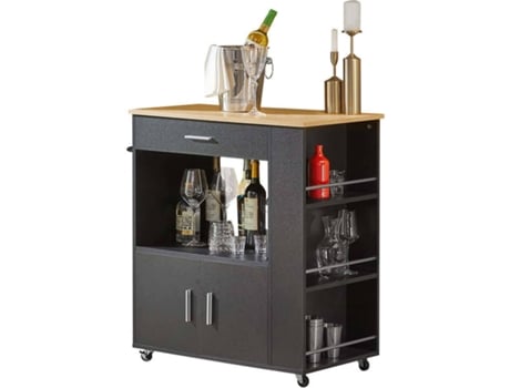 Carrinho de Cozinha SOBUY (Preto - 82x46x88 cm)