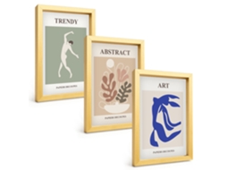 Composição De Quadros Figuras De Plantas Estilosas, Matisse Espelharte (3 Peças 20x30 Cm)