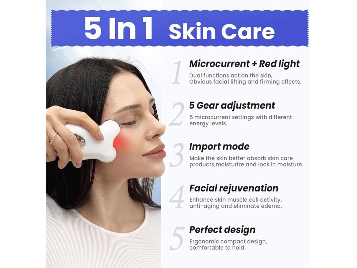Dispositivo Facial De Microcorrente A Mais Recente Tecnologia De Luz Vermelha Recursos Aprimorados De Levantamento Facial E Endurecimento Yizhood