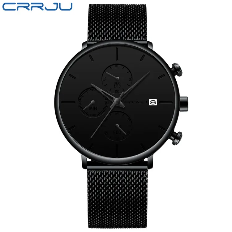 Relógio Masculino Elegante, À Prova D'água, Ultrafino e Minimalista com Pulseira de Malha. MDUG (preto)