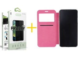 Capa + 1 Película de Vidro Anti-Spy iPhone 13 Pro Max ACCETEL Gandy Flip Cover Rosa