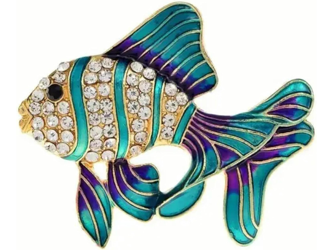 Broche Requintado Em Forma De Peixe Azul Com Strass Brilhantes, Perfeito Para Presentear Meninas, Mulheres E Amigas