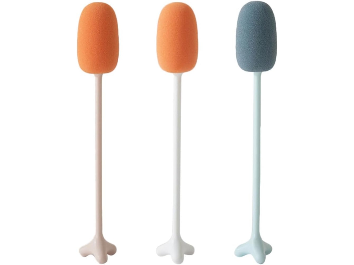 Escova De Limpeza Lioobo Com Esponja E Cabo Longo, Prática E Fácil De Usar, Conjunto Com 3 Peças, Adequada Para Copos E