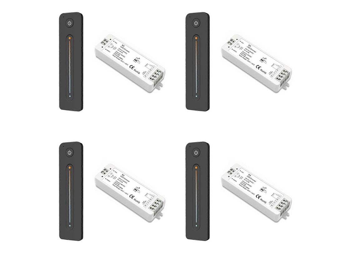 Dimmer Led 4x 12v 5v 24v 36v 8a Pwm Com Interruptor Rf Sem Fio E Ajuste De Brilho 2.4g Por Contato Remoto