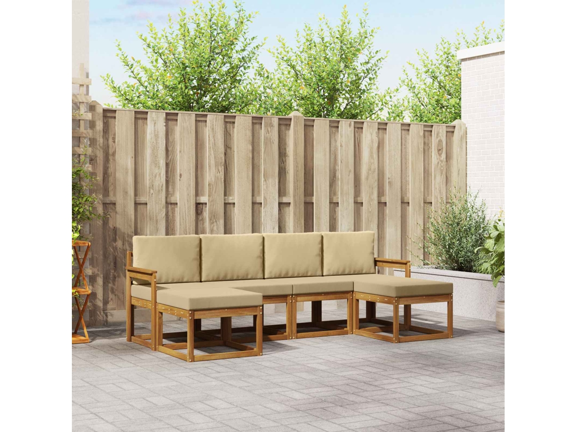 Vidaxl Conjunto De Sofás Para Exterior 6 Unid. Natural E Bege