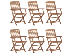 Maison Exclusive - Cadeiras De Jardim Dobráveis C/ Almofadões 6 Pcs Acácia Maciça