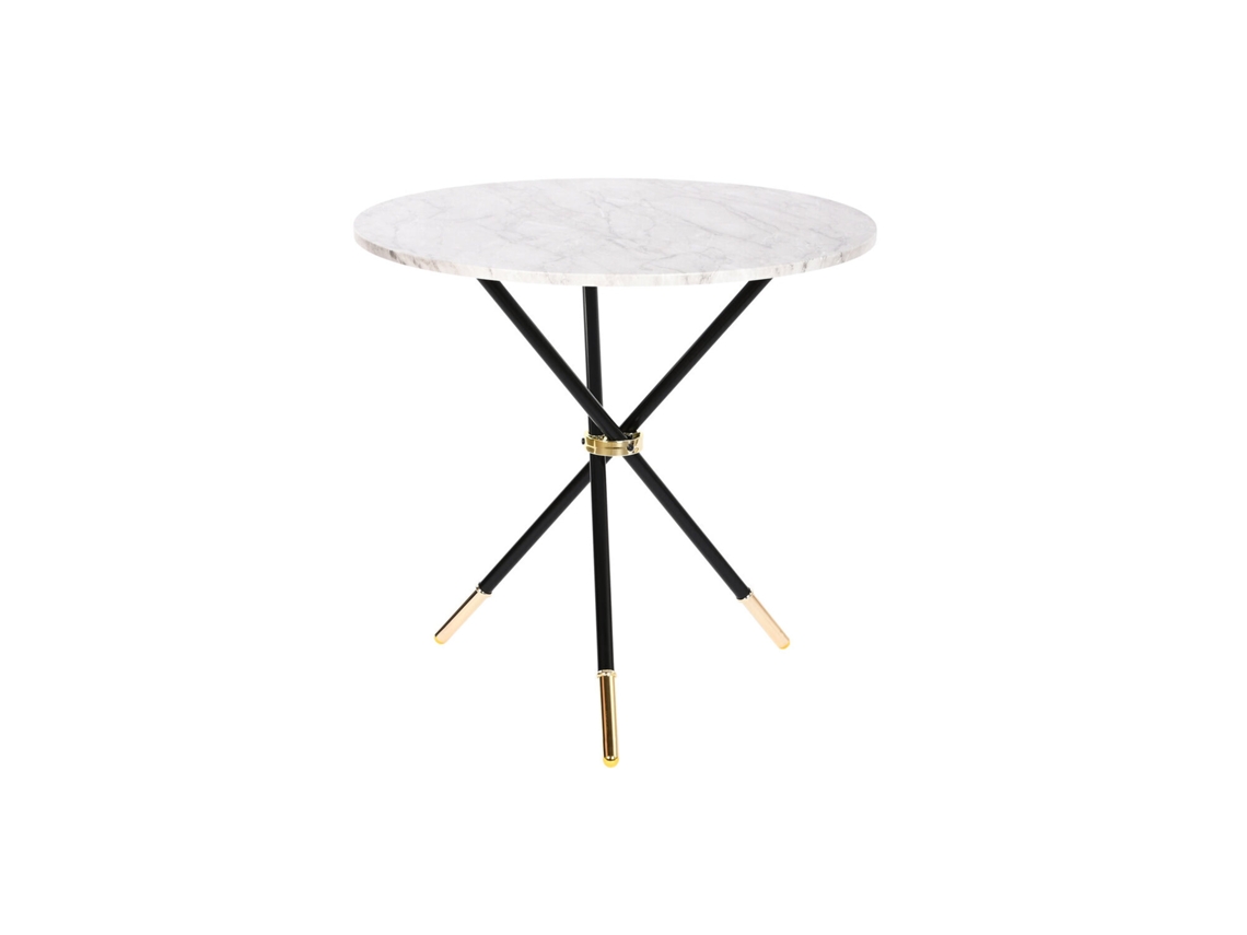 Mesa Lateral em MDF com acabamento metálico e efeito mármore, 80x80x76cm ALEXANDRA HOUSE LIVING