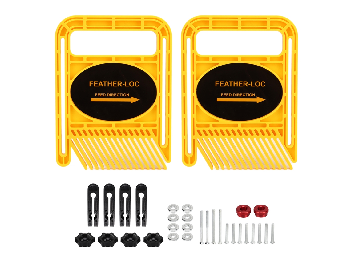 2 Conjuntos De Tablero De Plumas Ajustable Extendido Dispositivo De Seguridad Para Sierra De Mesa Router Mesas Herramienta Amarilla