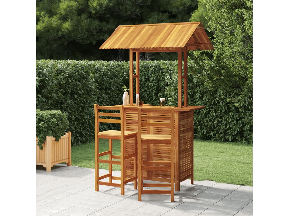 Pcs Conjunto De Bar Para Jardim Madeira De Acácia Macíça Dkd Home Decor