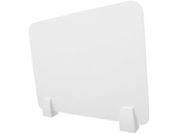 Divisória de mesa, conjunto com 1 unidade, em PVC branco, à prova de derramamento.