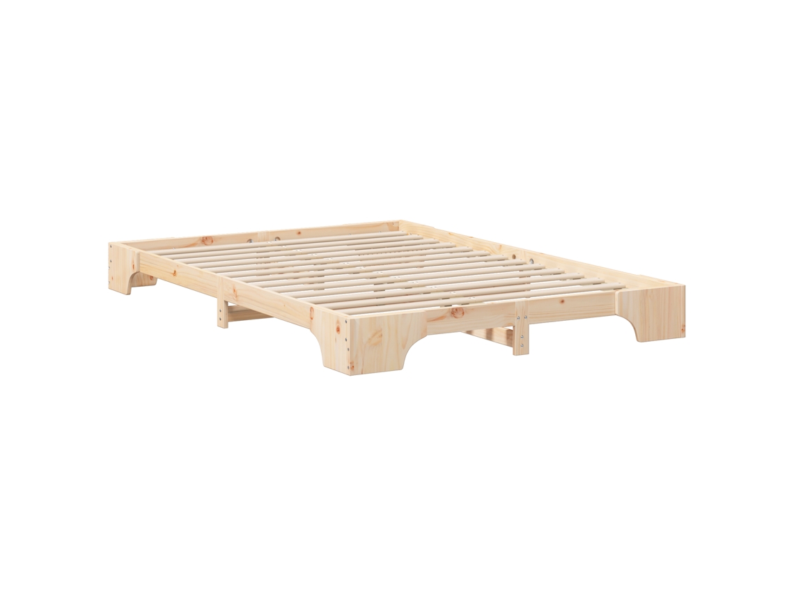 Conjunto 1 Estrutura Da Cama Vidaxl Castanho Madeira De Pinho Maciça (140 X 220 Cm)