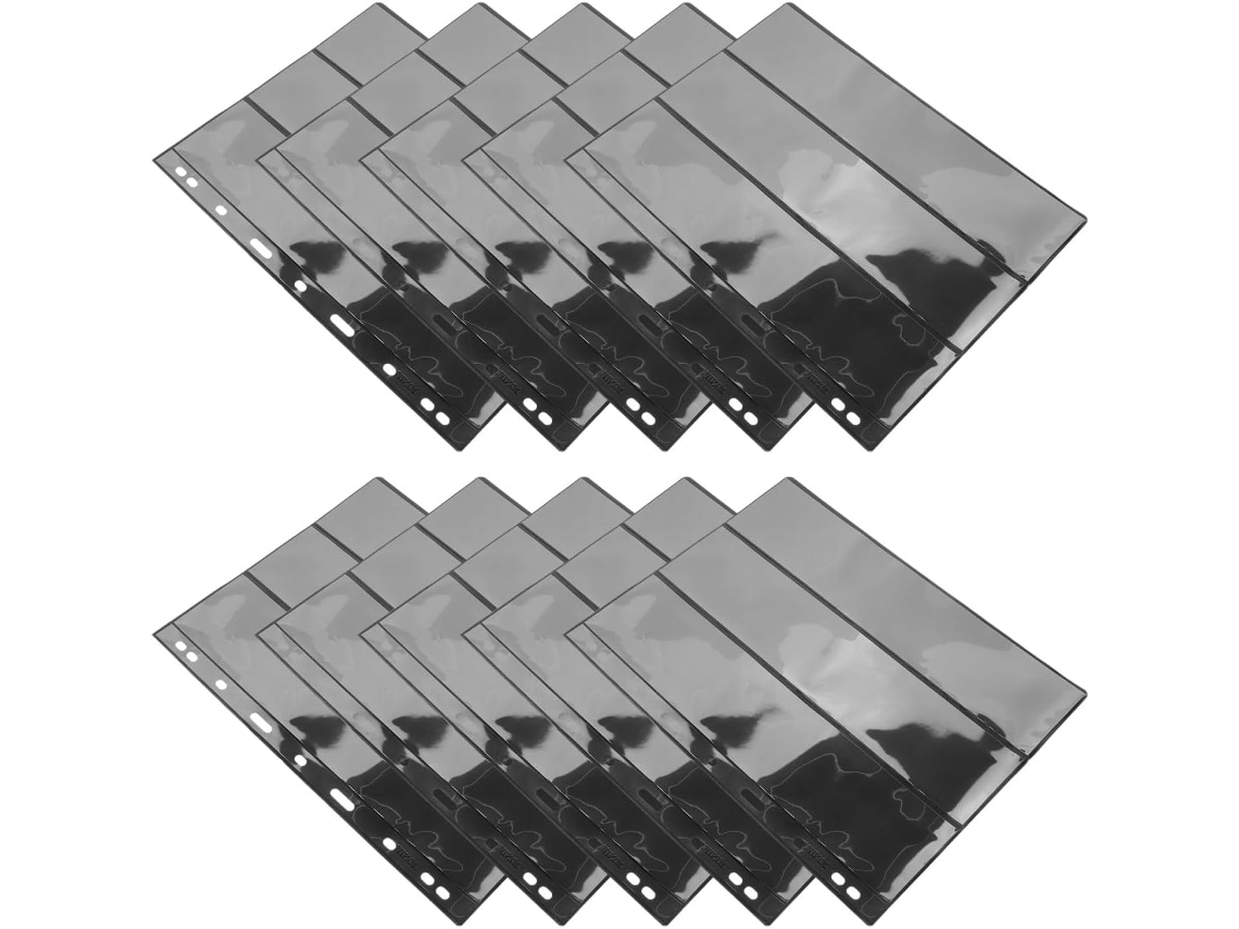 Villcase Pages De Timbres 10 Pièces Fond Noir Format Vertical 3 Cases Feuilles Réutilisables Pour Présentation