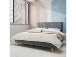 Cama De Casal Arhatreya Acolchoada Com Cabeceira Baixa (160x200 Cm Cinza)