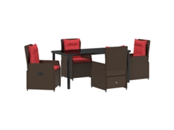 Conjunto 5 De Jantar De Jardim Vidaxl Rattan Poly Marrom