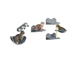 Conjunto de Escalada para Gatos Montado na Parede, 4 Peças para Gatos, Hamares, Ninho, Plataformas de Saltos Cinzas Ge