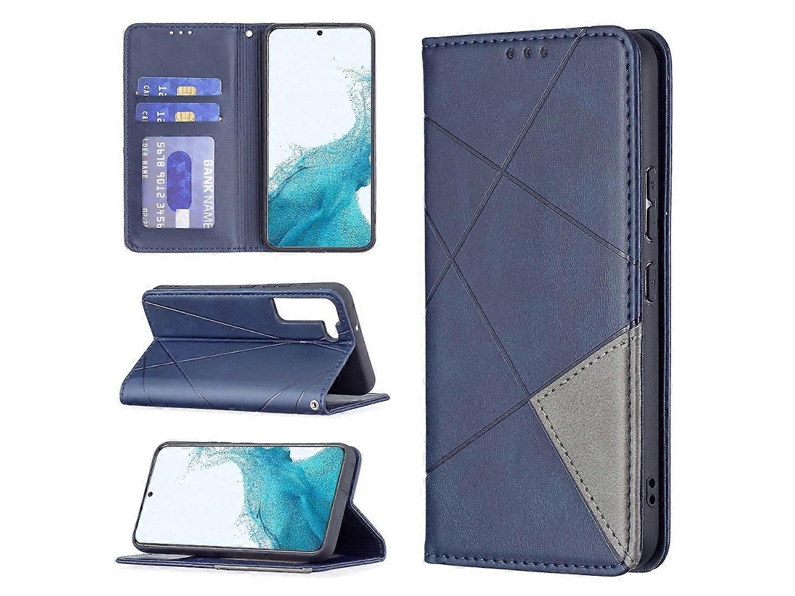 Capa De Couro Flip Horizontal Magnética Invisível Prismática Para Samsung Galaxy S22 5g Com Suporte, Compartimentos Para Cartões E Porta-retratos