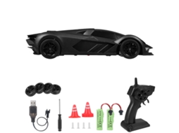 Mali carro Controle Remoto 2.4ghz 1:20 4wd com Luzes Led Pneus Derrapantes Bateria Recarregável para Crianças Meninos Meninas Preto
