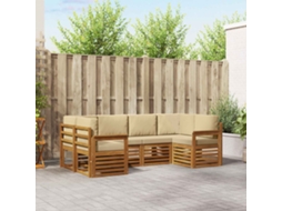 Vidaxl Conjunto De Sofá Sectional Com Almofada 6 Pcs Natural