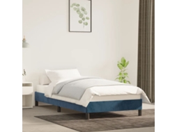 Estrutura De Cama Sem Colchão 80x200 Cm Veludo Azul-escuro