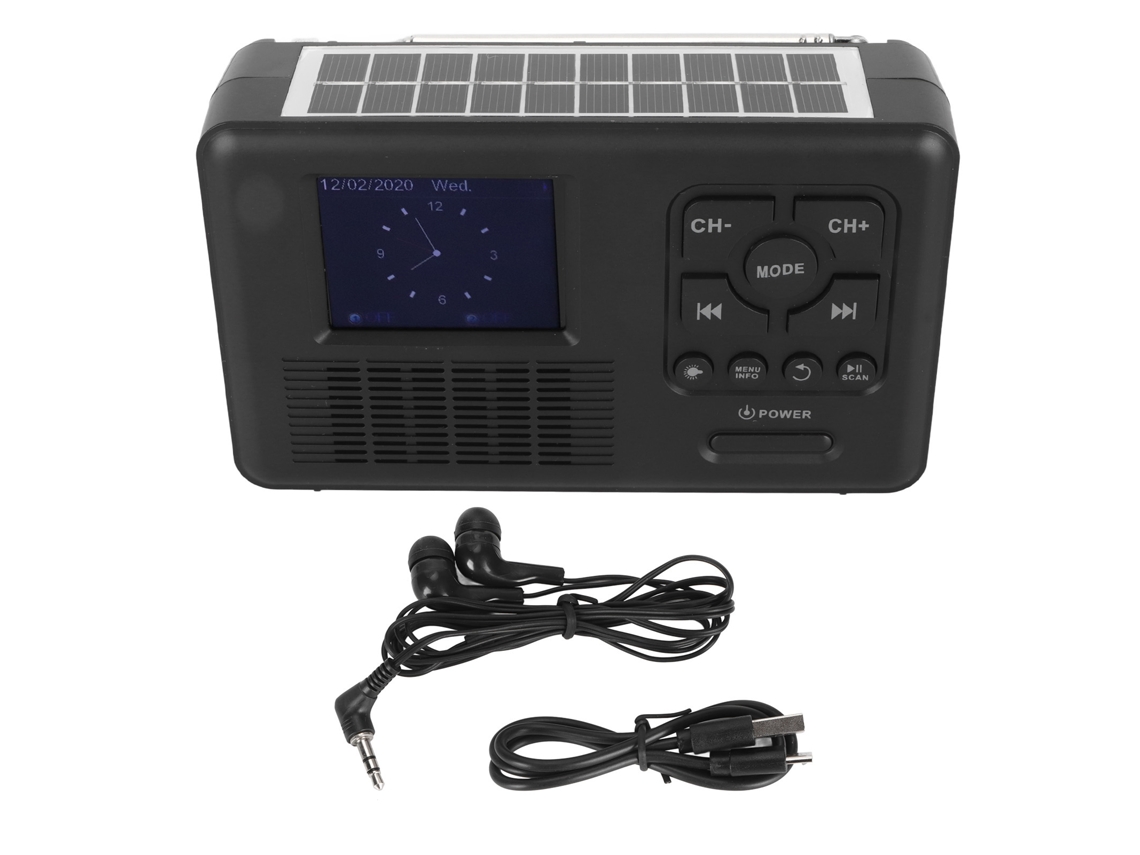 Rádio Emergência LAXISCREED Dab Fm Bluetooth Lanterna Solar