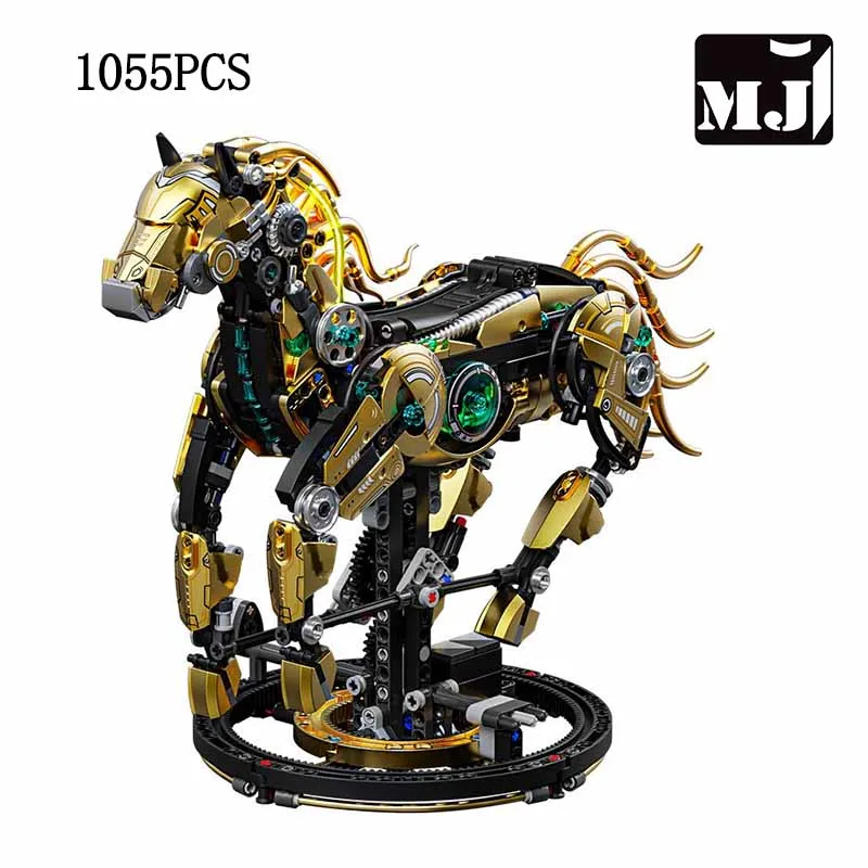 (estático) Modelo Mecânico De Cavalo Em Blocos De Montar Com 1055 Peças