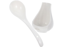Colher De Sopa De Cerâmica Com Descanso, Conjunto Branco Para Servir Na Cozinha