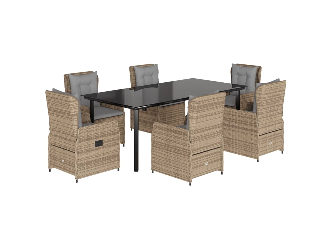 Garden Dining Set, Garden Dining Sets Vidaxl Bege Rattan / Vime (200 X 100 X 74 Cm)