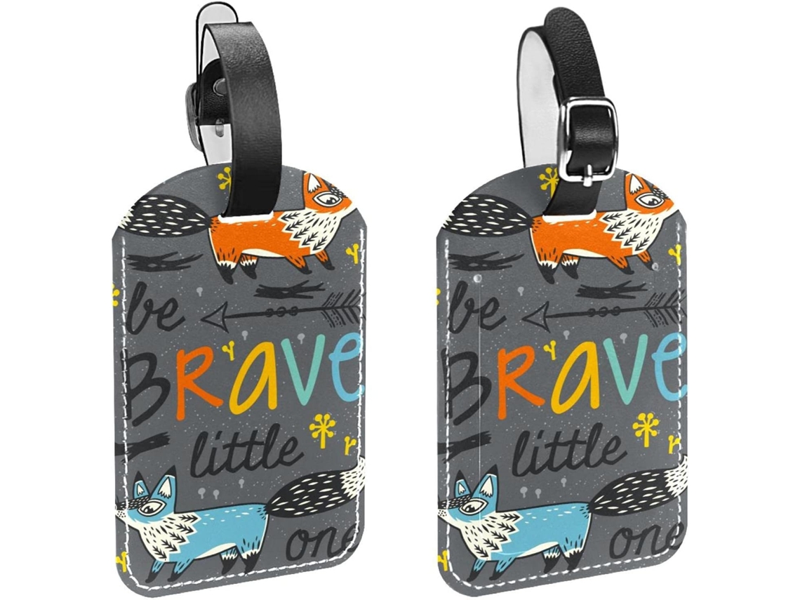Kit Com 2-etiquetas De Identificação Bagagem Viagem Be Brave Foxes Evitar A Perda Malas E Bolsas