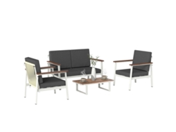 Sofá de Jardim 4 Lugares (2 Poltronas + Sofá + Mesa de Centro)
