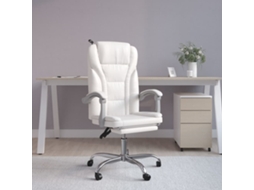 Vidaxl Cadeira De Escritório Reclinável Couro Artificial Branco