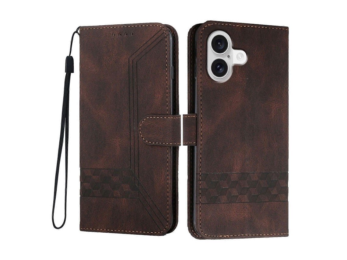 Capa Para Iphone 17 Com Alça E Suporte Tipo Carteira Em Couro Sintético