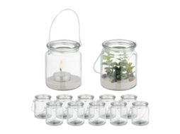 Conjunto De 12 Lanternas De Vidro Para Velas Com Alças