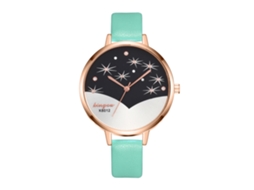 Relógio de Pulso Feminino de Quartzo com Pulseira de Couro Pu Estilo Simples Dail Redondo (mentha)
