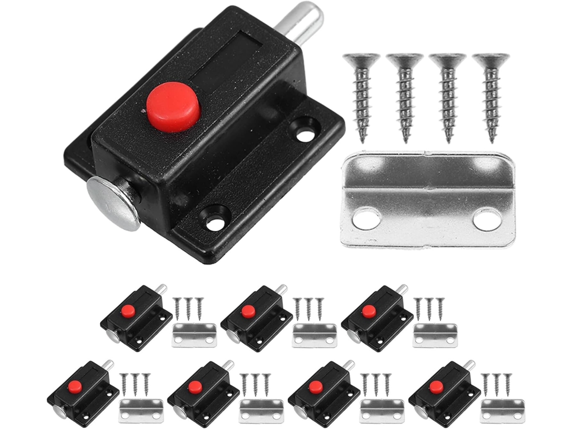 Conjunto De 8 Peças Fecho Mola Metal Preto Com Parafusos E