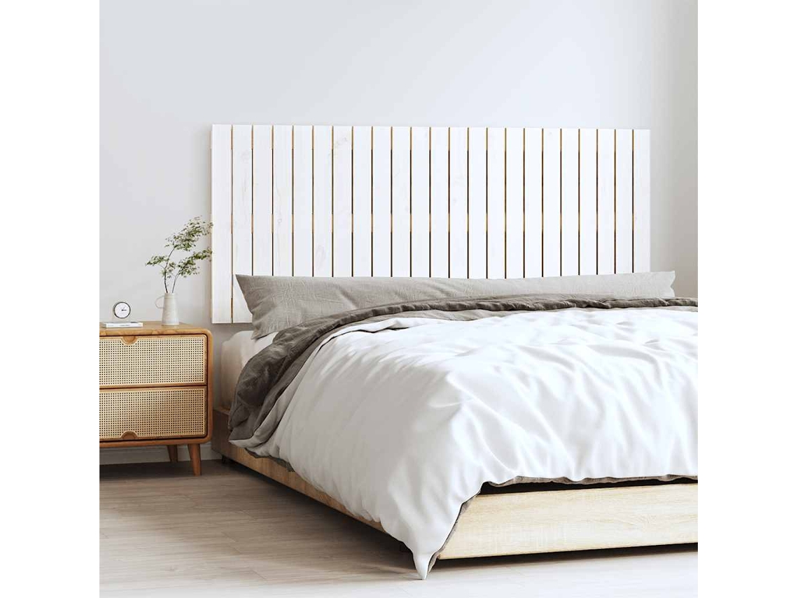 Vidaxl Cabeceira De Parede 147x3x60 Cm Madeira De Pinho Maciça Branco